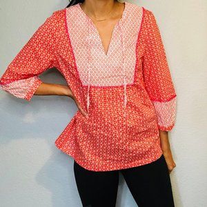 Boden quarter sleeve blouse red/ pink size 6
